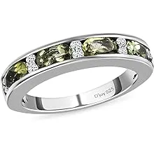 Shop LC 925 Sterling Silver Platinum Plated Moldavite Zircon Band Ring Size 9 Gifts