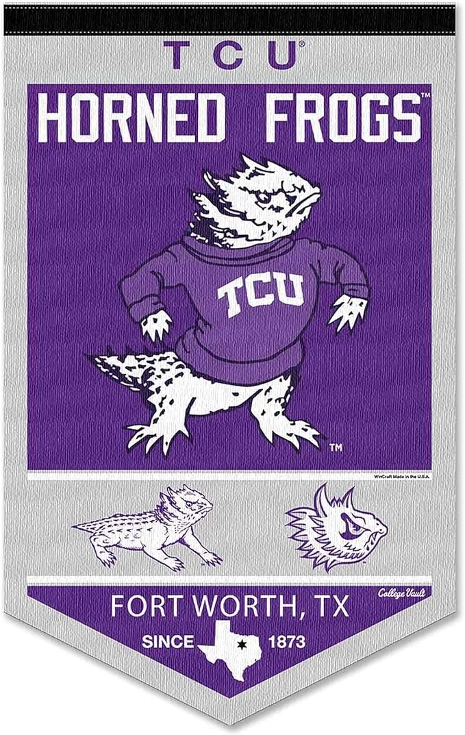 Texas Christian Horned Frogs Heritage Logo History Banner Pennant