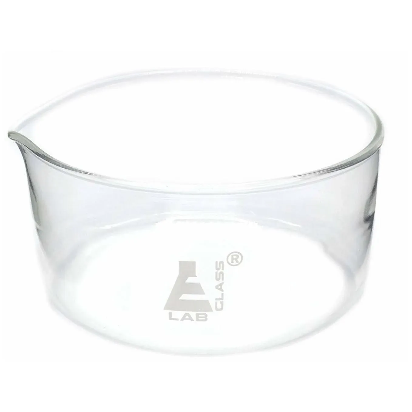 EISCO Crystallizing Dish, 2000ml - Flat Bottom, with Spout - Borosilicate 3.3 Glass - Laboratory, Kitchen, Crafts Labs