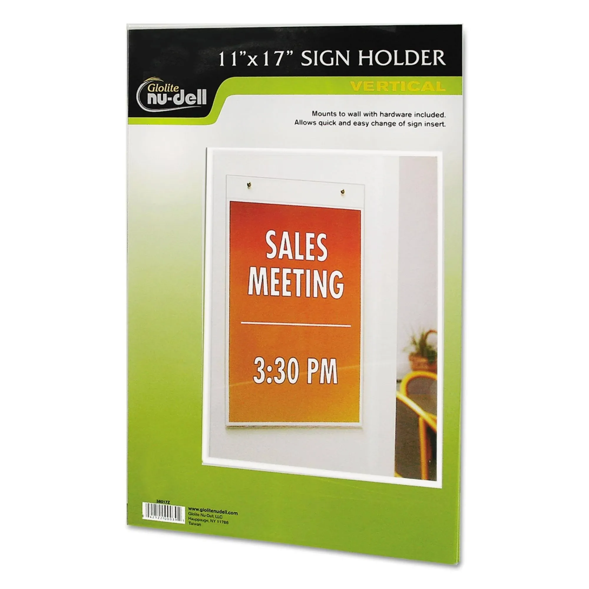 Nudell - Clear Plastic Sign Holder, Wall Mount - 11 x 17