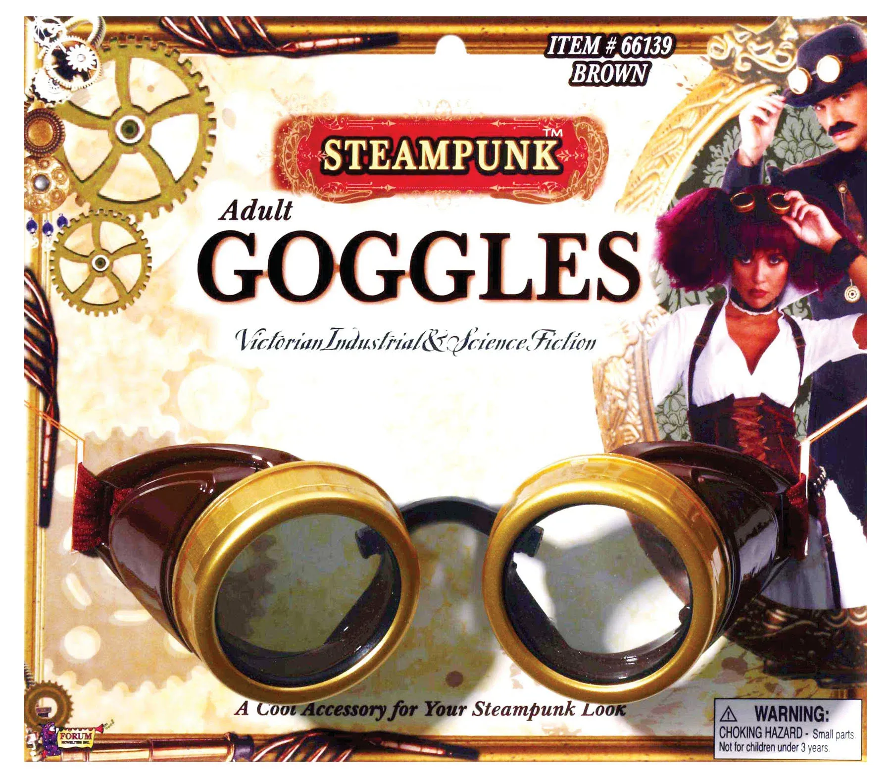 Forum Novelties womens Steampunk Goggles Costume Accessory, Brown, One Size US