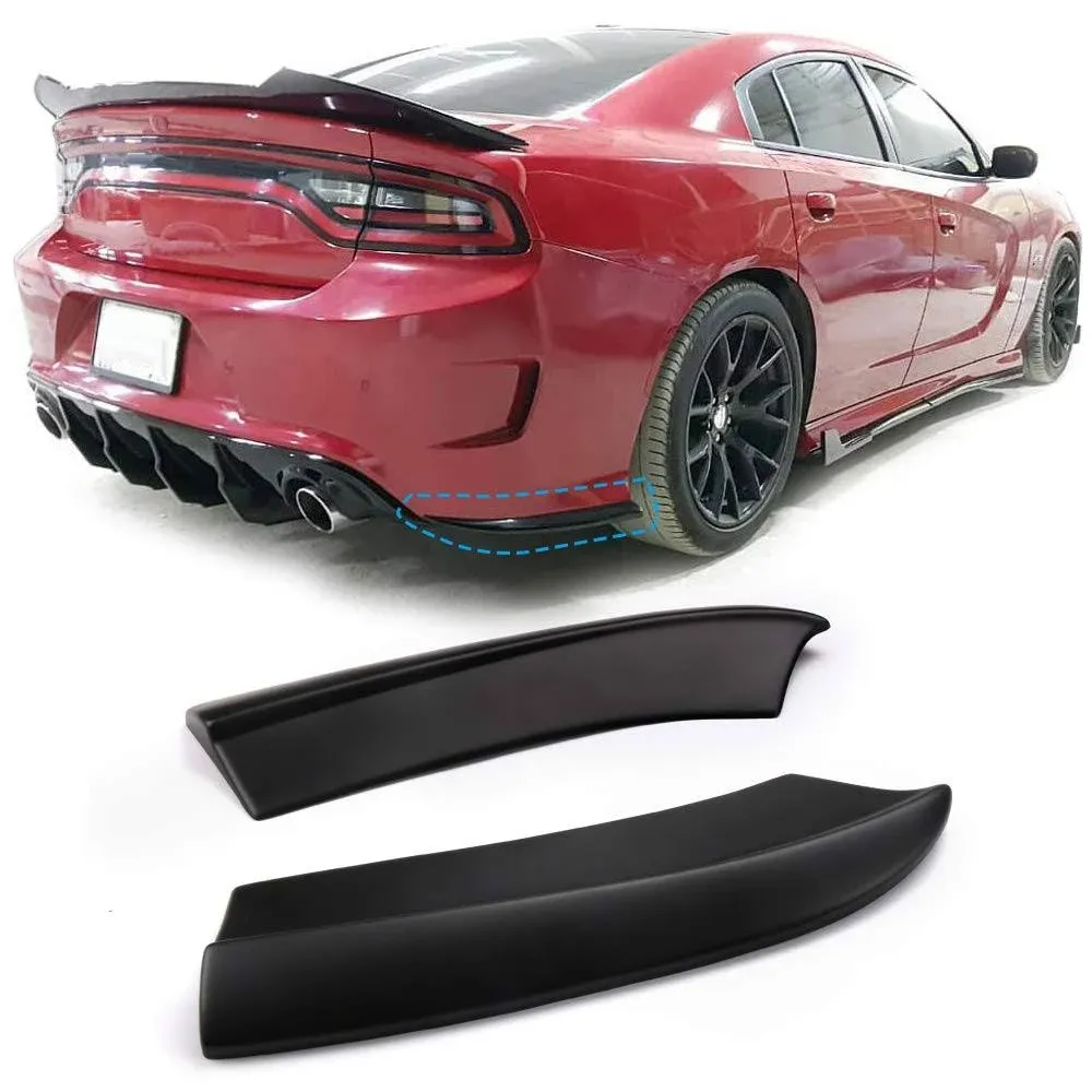 Fits 15-23 Dodge Charger Rear Bumper Lip Diffuser Side Apron Spat PP Matte Black