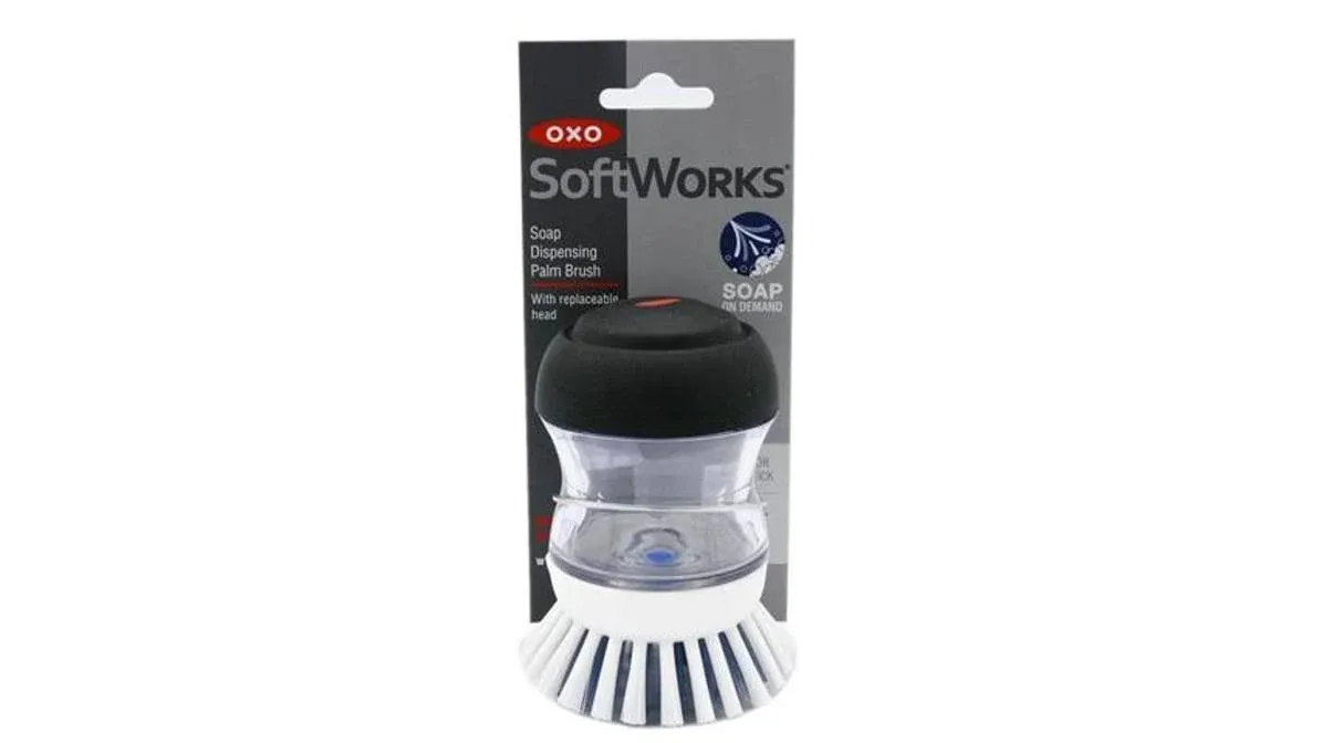 New Good Grips Softworks OXO Soap Dispensing Palm Brush with Replaceable Brush