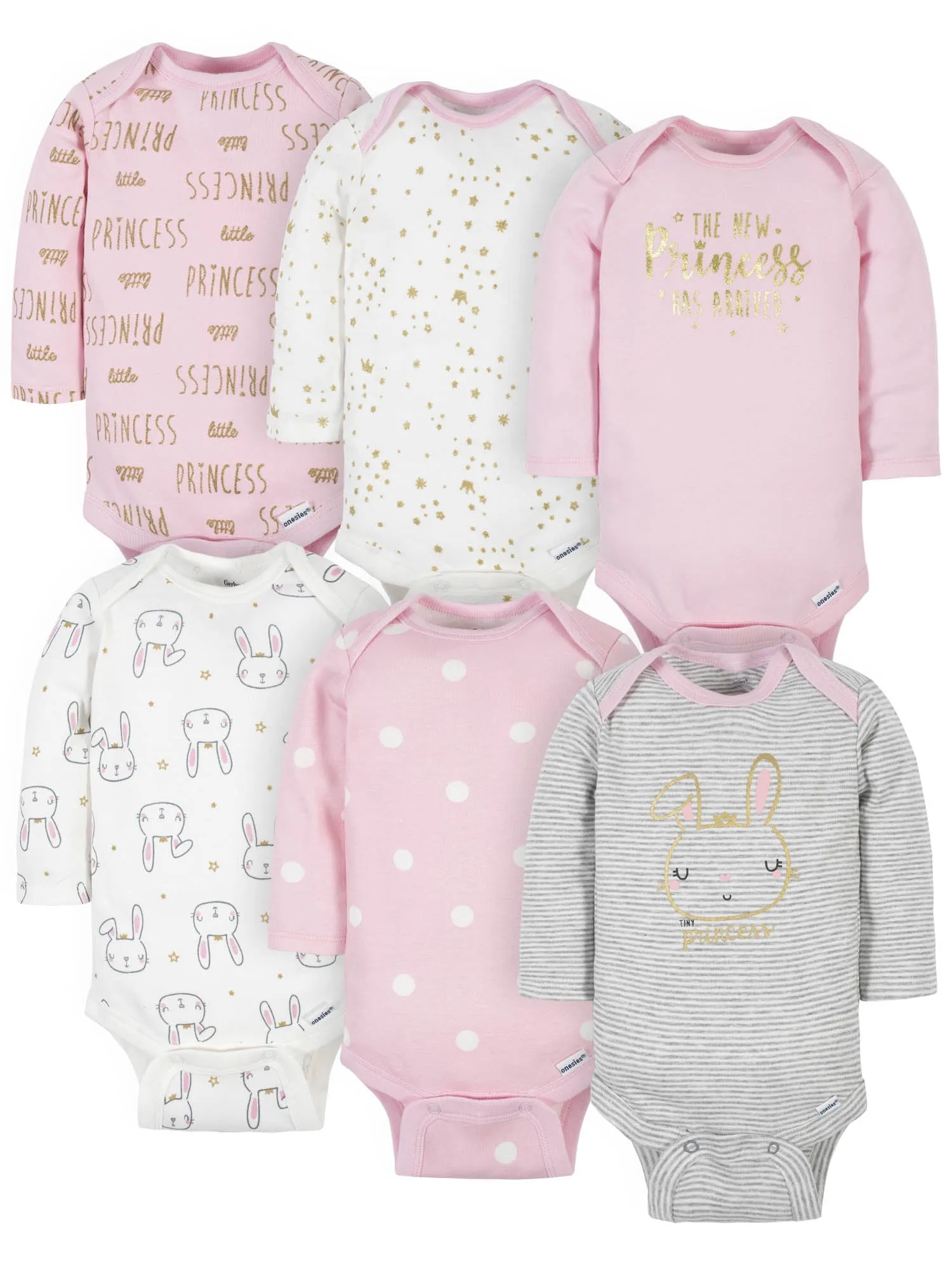 Gerber Baby Girls' 6-Pack Long-Sleeve Onesies Bodysuits