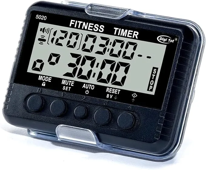 Digi 1st T-5020 Fitness Interval Timer, Multi-Functional Training Timer with Pacer Black