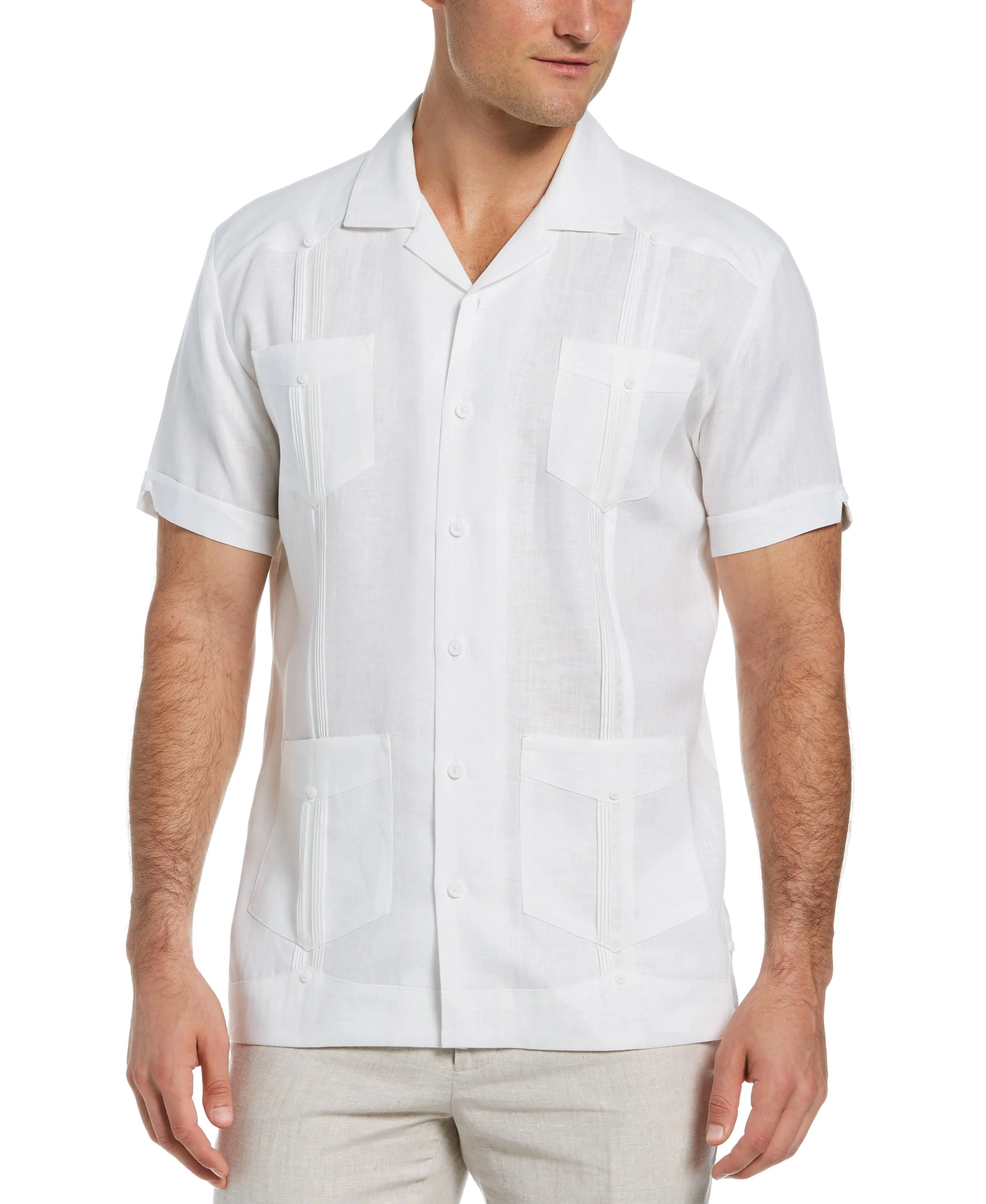 Casual Pleated Solid *&#39;s Short Sleeve Lapel Shirt With *, *&#39;s Button Up Shirt For Summer Outdoor