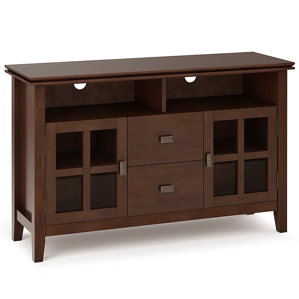 Simpli Home Artisan Solid Wood 48 in. Wide Contemporary TV Media Stand in Russet ...