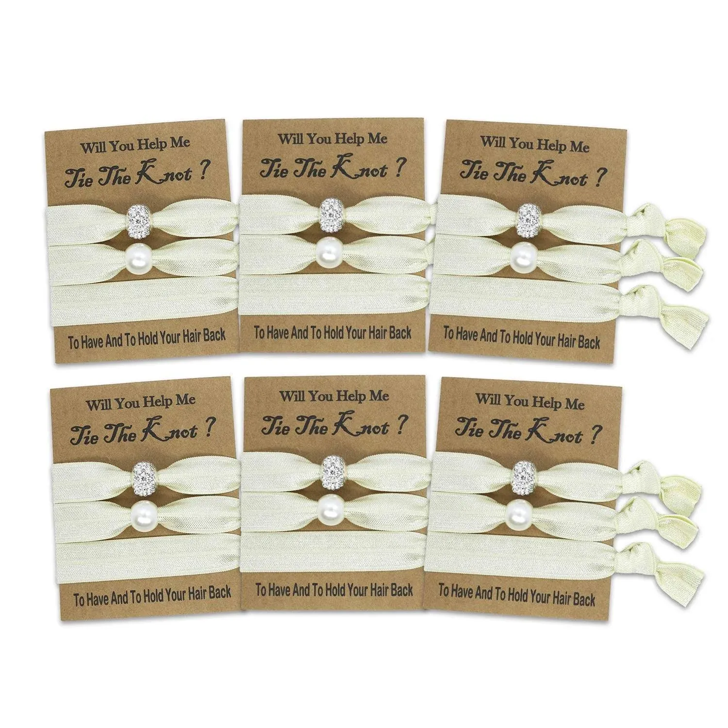 6 Packs Bridesmaid Proposal Gifts Hair Tie Favors for Bridesmaids, Bacheloret...