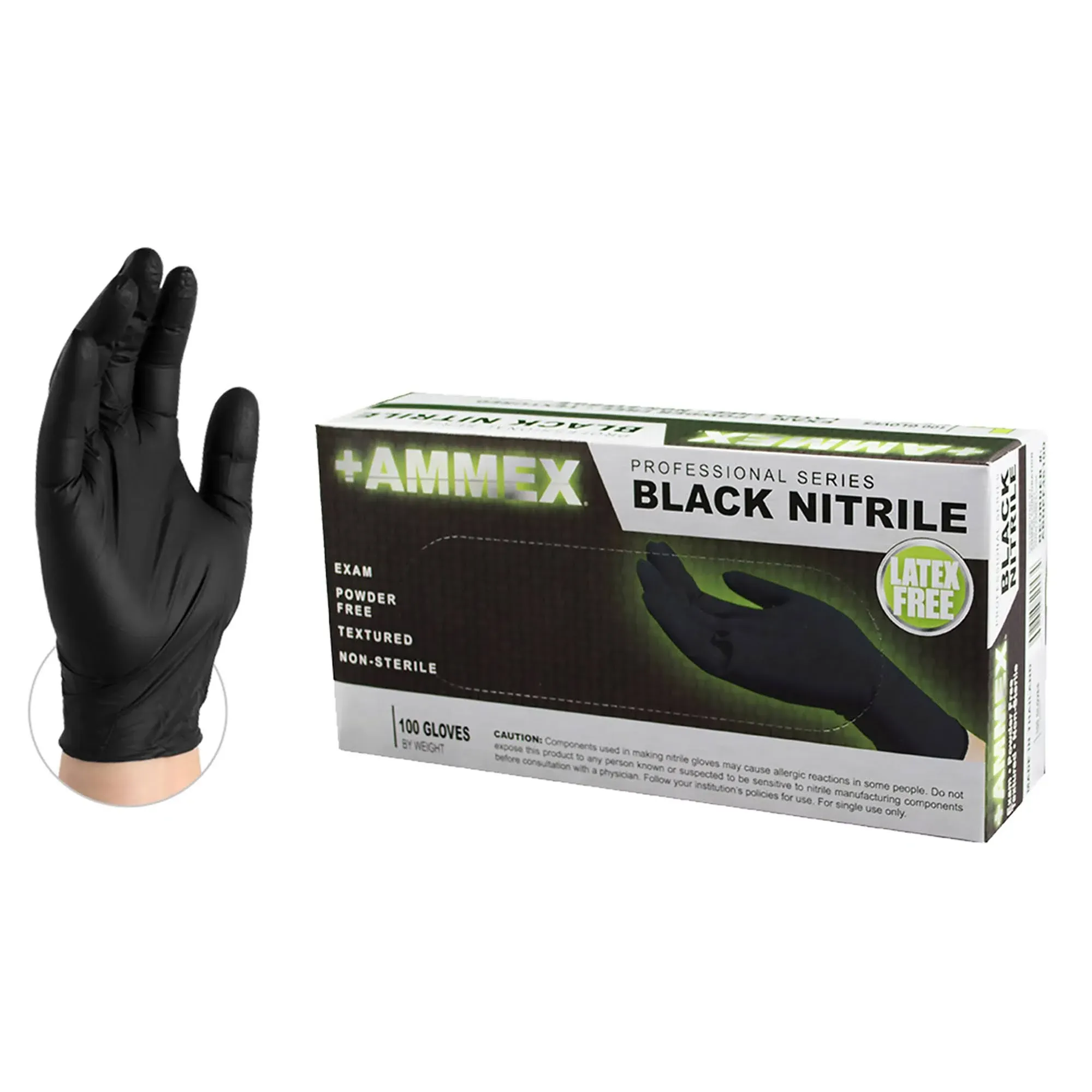 Medium Ammex ABNPF 44100 Black Nitrile Gloves at ToolPan.com