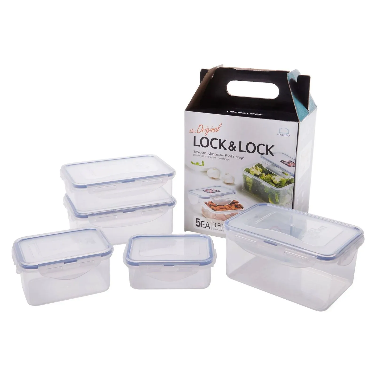 LocknLock Easy Essentials Food Storage lids/Airtight containers, BPA Free, 14 Piece - Tall Rectangle, Clear