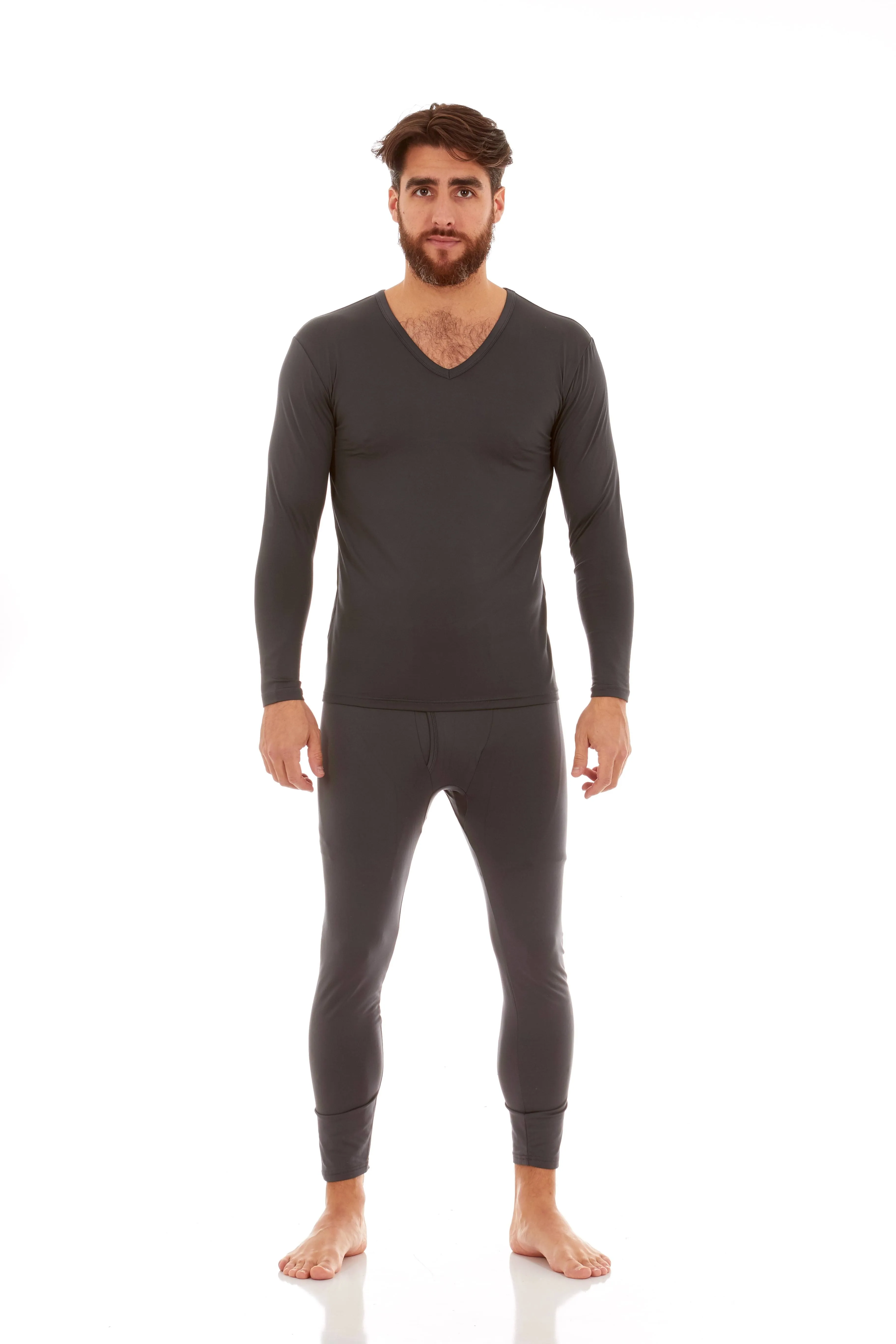 Thermajohn Men's Ultra Soft V-Neck Thermal Underwear with Fleece Lined Long Johns ...