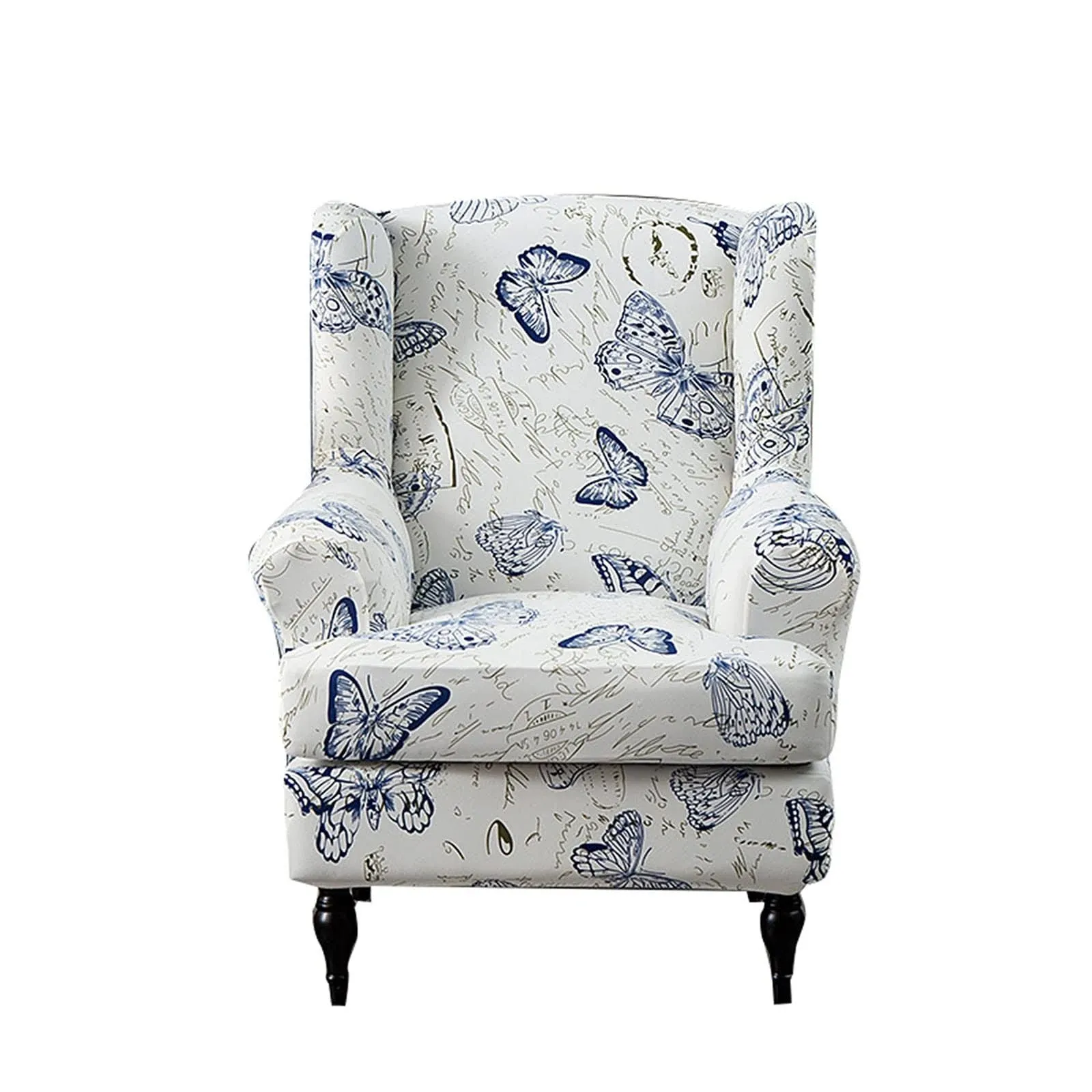 Wing Chair Slipcovers 2 Pieces Stretch Spandex Wingback Chair Covers Sofa Sli...