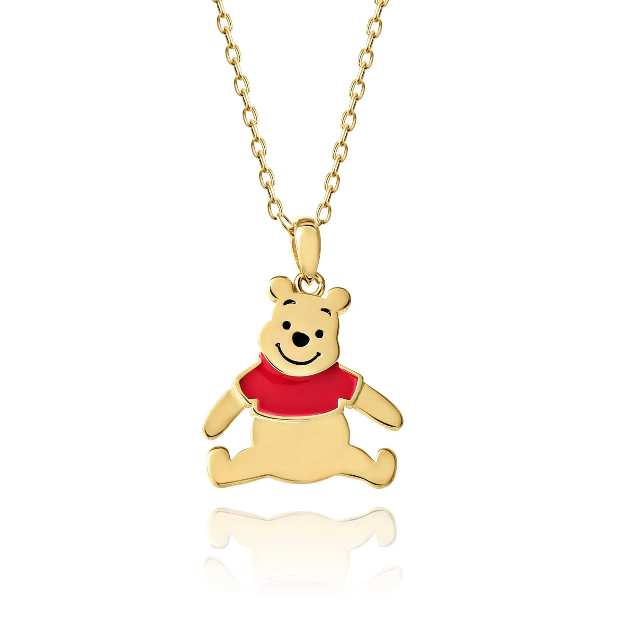 Disney Winnie the Pooh Necklace - Yellow Gold-Plated Sterling Silver Necklace - 18-inch Chain Necklace with Winnie the Pooh Pendant