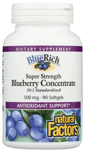 Natural Factors BlueRich Blueberry Super Strength 500 mg - 90 Softgels
