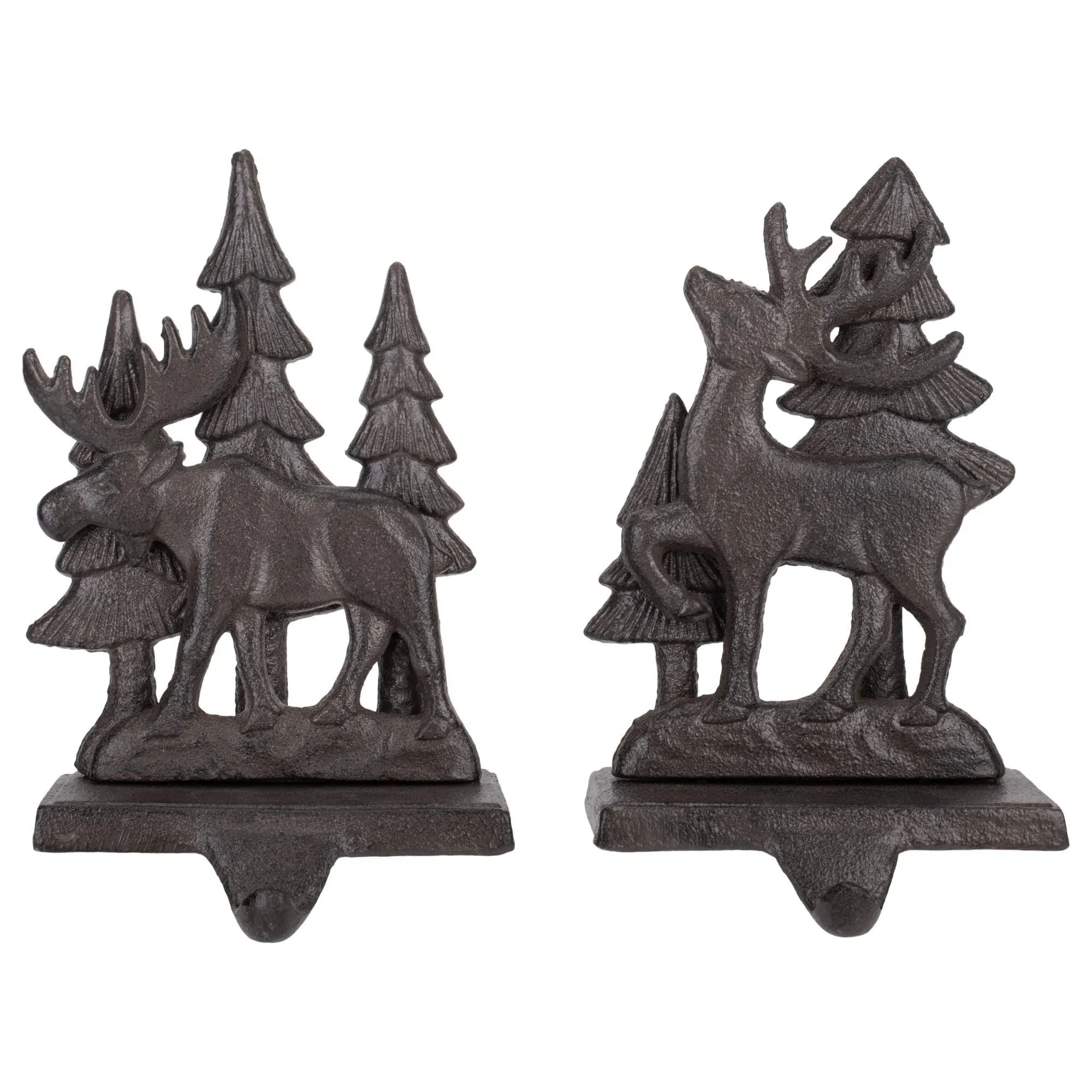 Transpac Iron Deer/Tree Stocking Holder, Set Of 2, Assortment