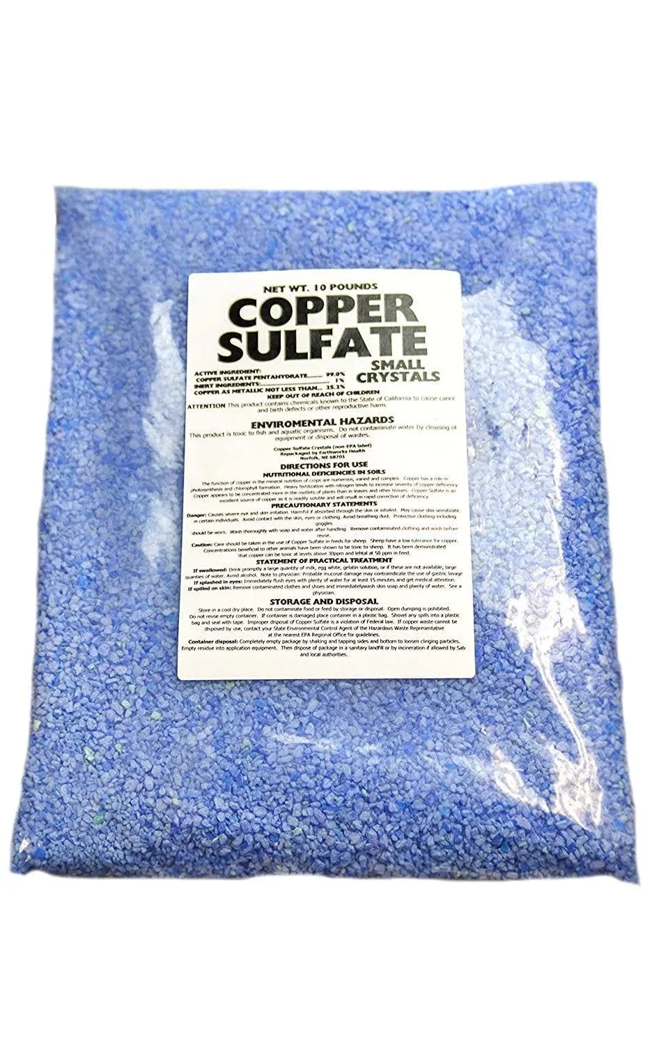 Copper Sulfate Small Crystals 10lb Bag