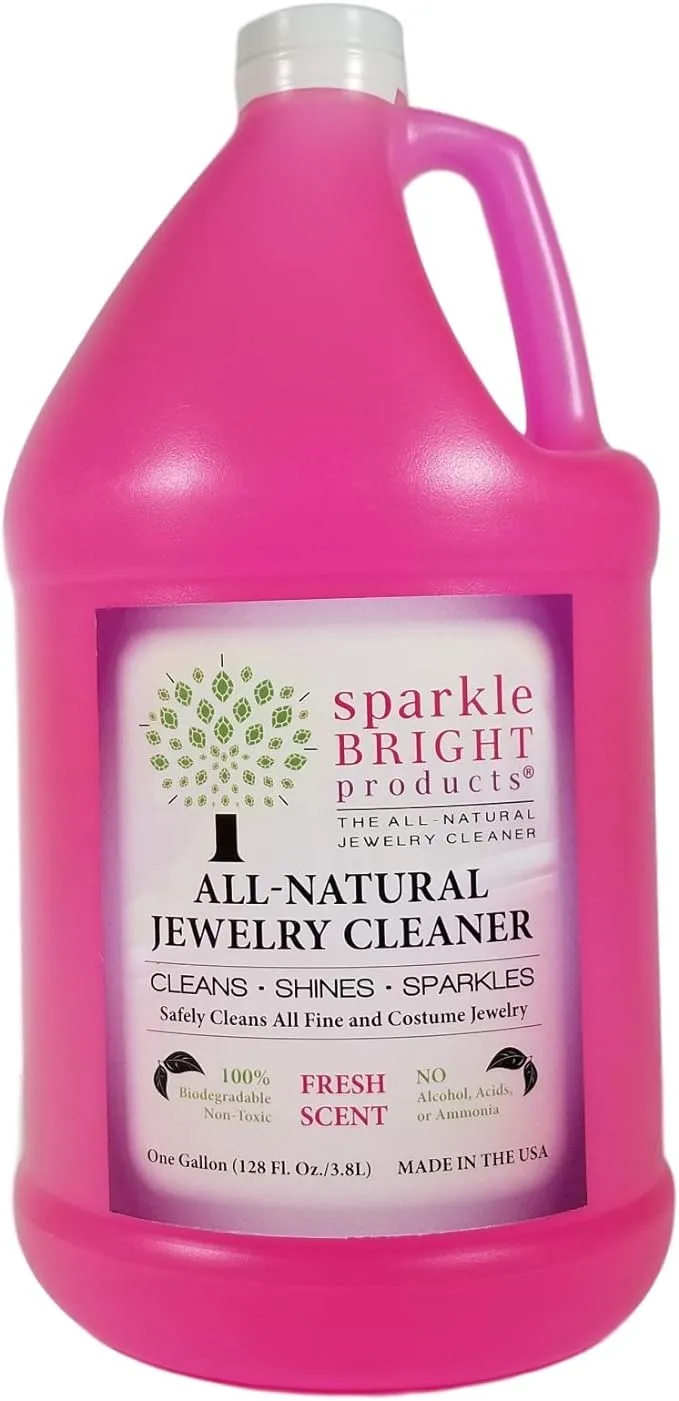 Sparkle Bright Products All-Natural Jewelry Cleaner | Liquid Jewelry Cleaning Solution, One Gallon (128oz.) | Ultrasonics, Diamonds, Fine, Fashion, and Designer Jewelry