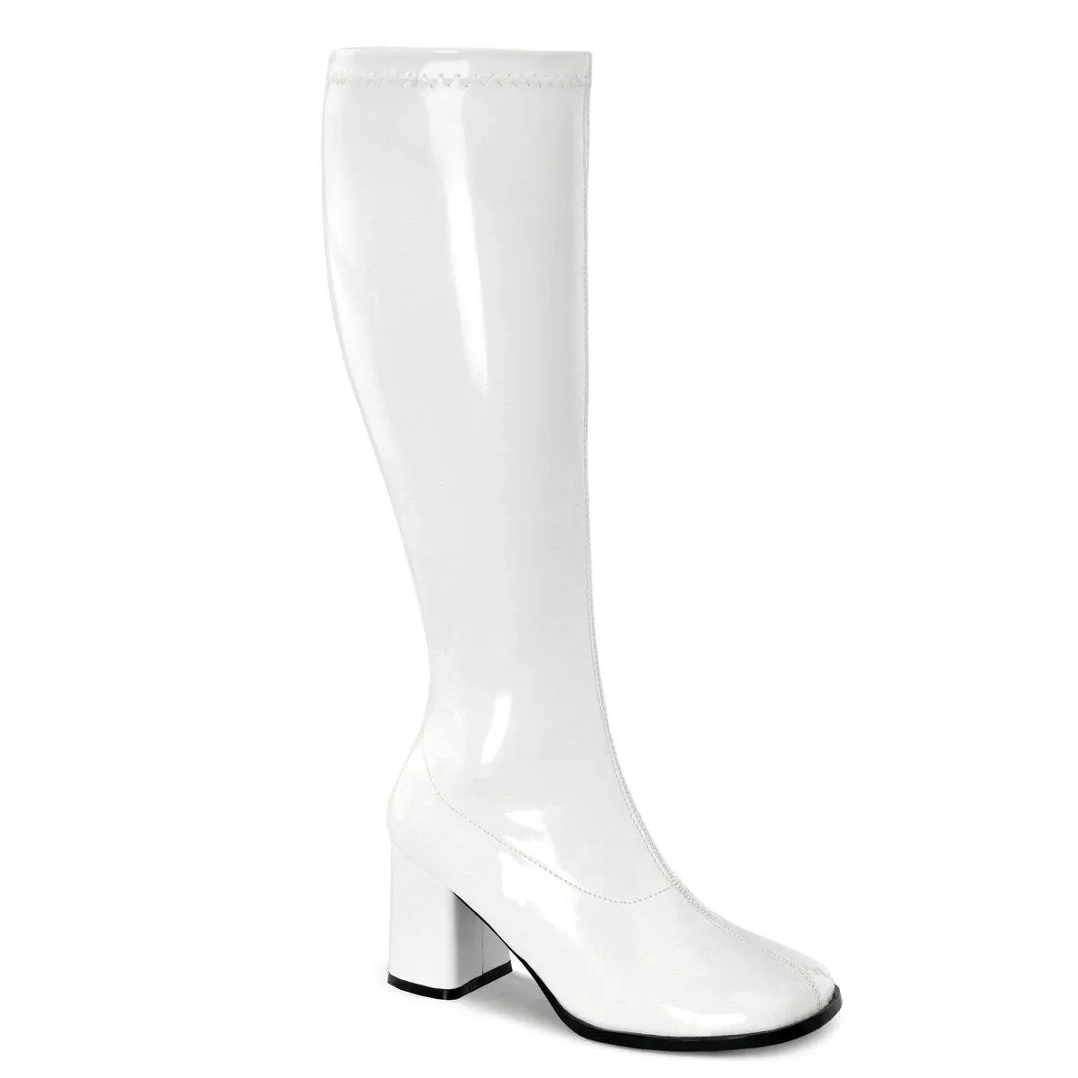 Ellie Gogo Dancer Club White Retro Fashion Zip Up Costume Punk Boots Heels Shoes