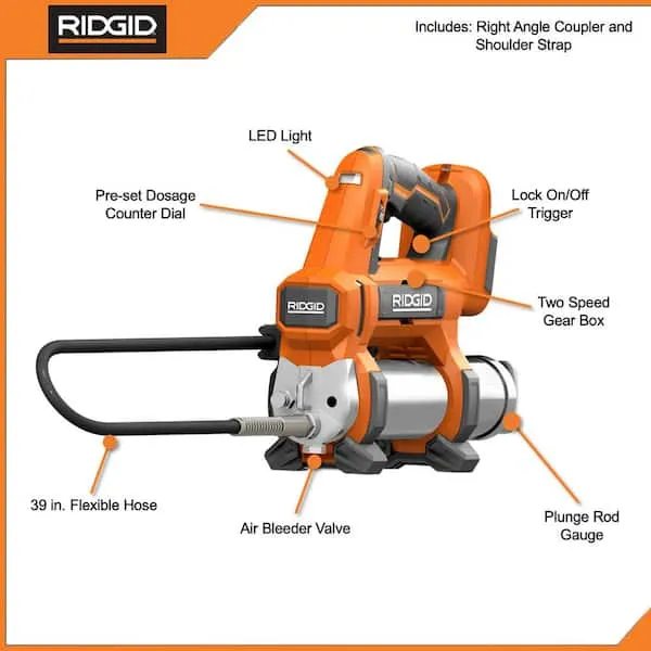 RIDGID 18-Volt Cordless Grease Gun (Tool Only) R860445B