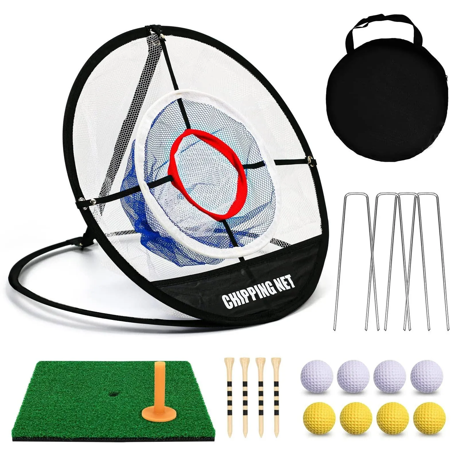 Pop Up Golf Chipping Net with Golf Hitting Mat, Golf Target Chipping Net 