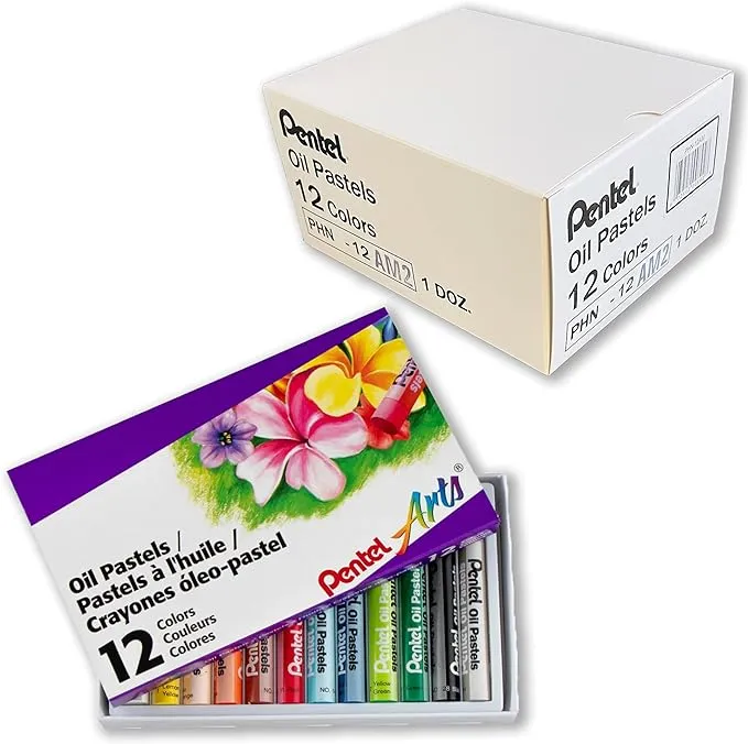 Pentel Arts Oil Pastels, Set of 12 Colors, 12 Packs Total, Bulk, Classroom Pack ...