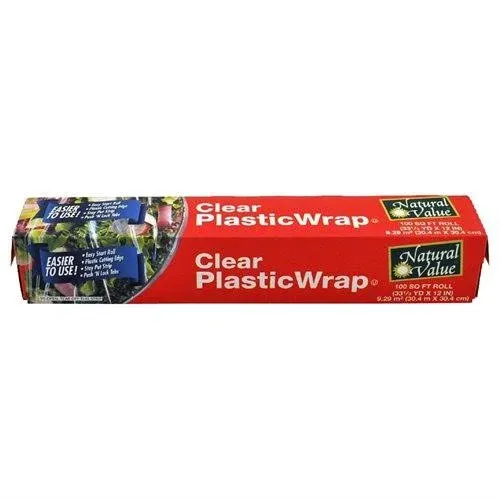 Natural Value Clear Plastic Wrap, 100 ft