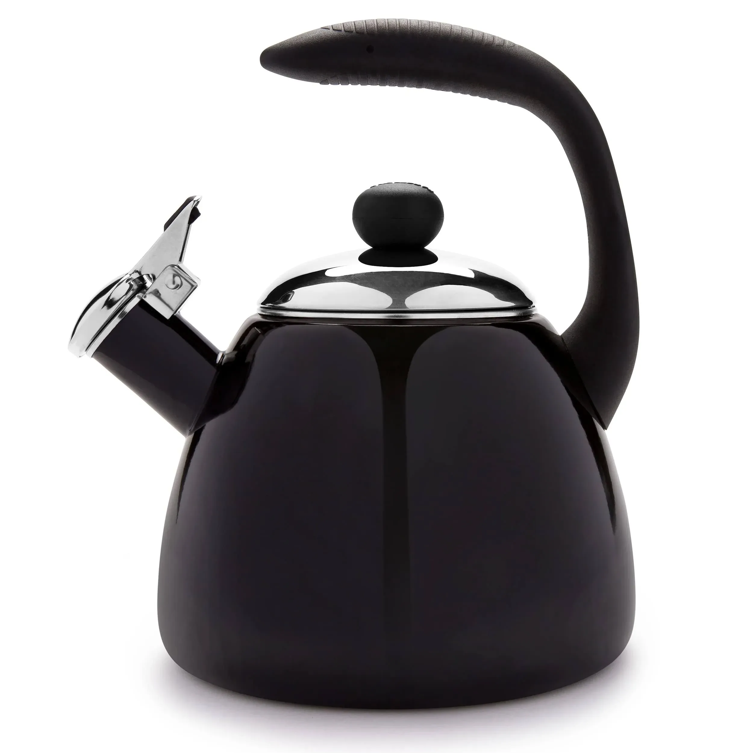 Farberware Bella 25qt Water Kettle with Whistling Tea Pot for All Stovetops - BPA-Free Rust-Proof Cast Iron Enamel Stay Cool Handle Garnet