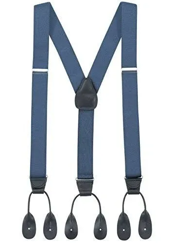 Hold'em Suspender for Men Made in USA Y-Back Genuine Leather Trimmed Button End ...