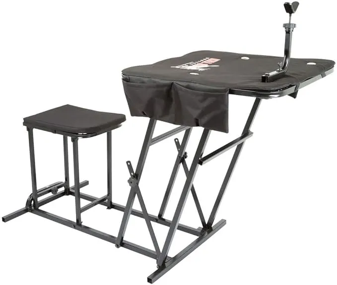 Portable Shooting Bench Seat with Adjustable Table Gun Rest