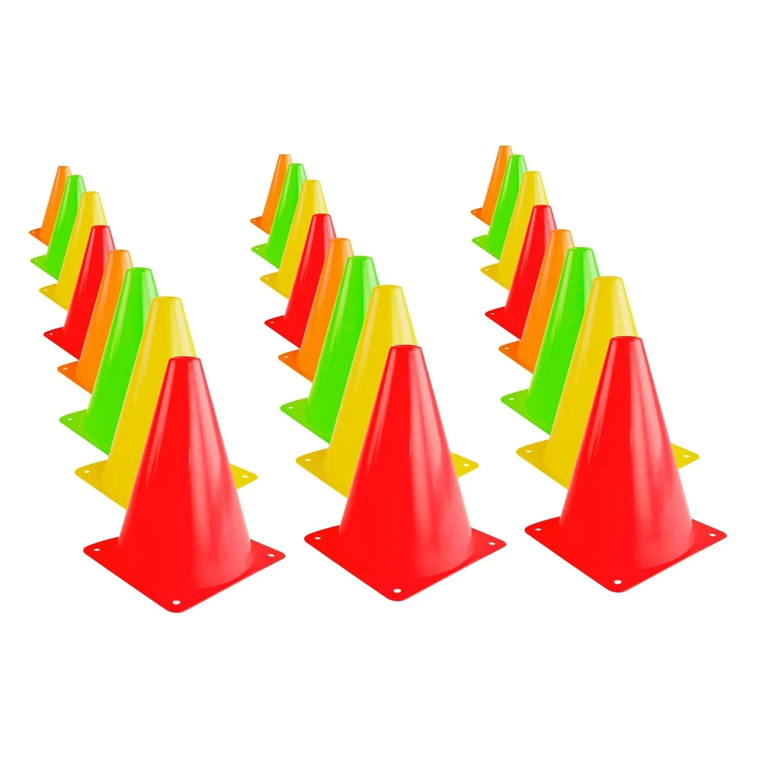 Super Z Outlet 7.5" Bright Neon Colored Orange, Yellow, Red, Green Cones Sports Equipment for Fitness Training, Traffic Safety Practice (24 Pack)