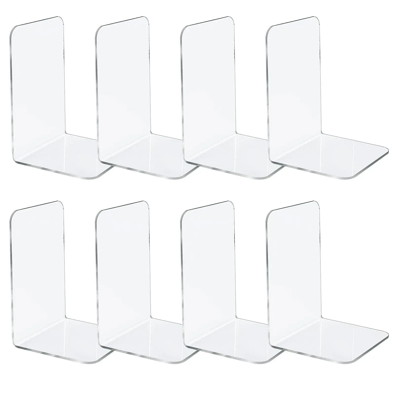 Jekkis 8pcs Bookends Clear Acrylic Bookends for Shelves Plastic Bookends for Home ...