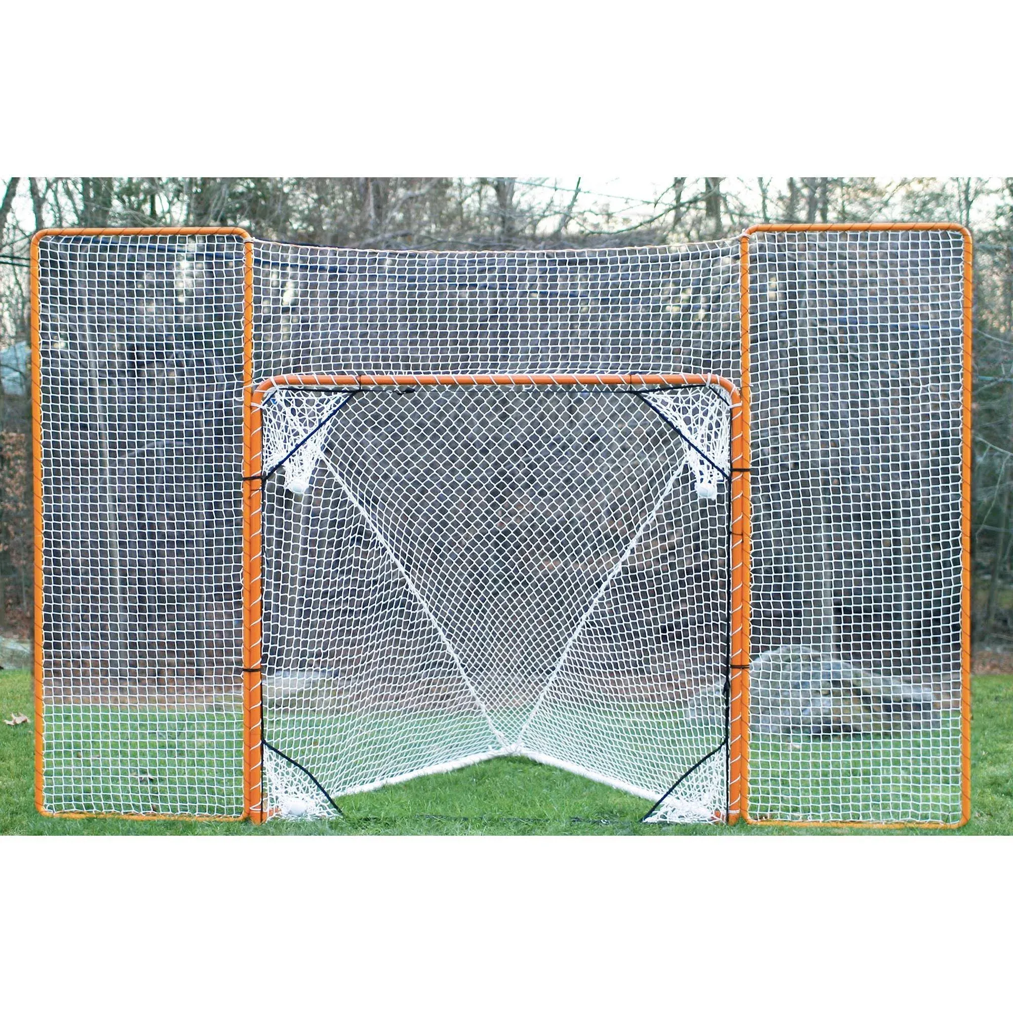 EZGoal Lacrosse Folding Goal with Backstop and Targets, Orange, 6' x 6'