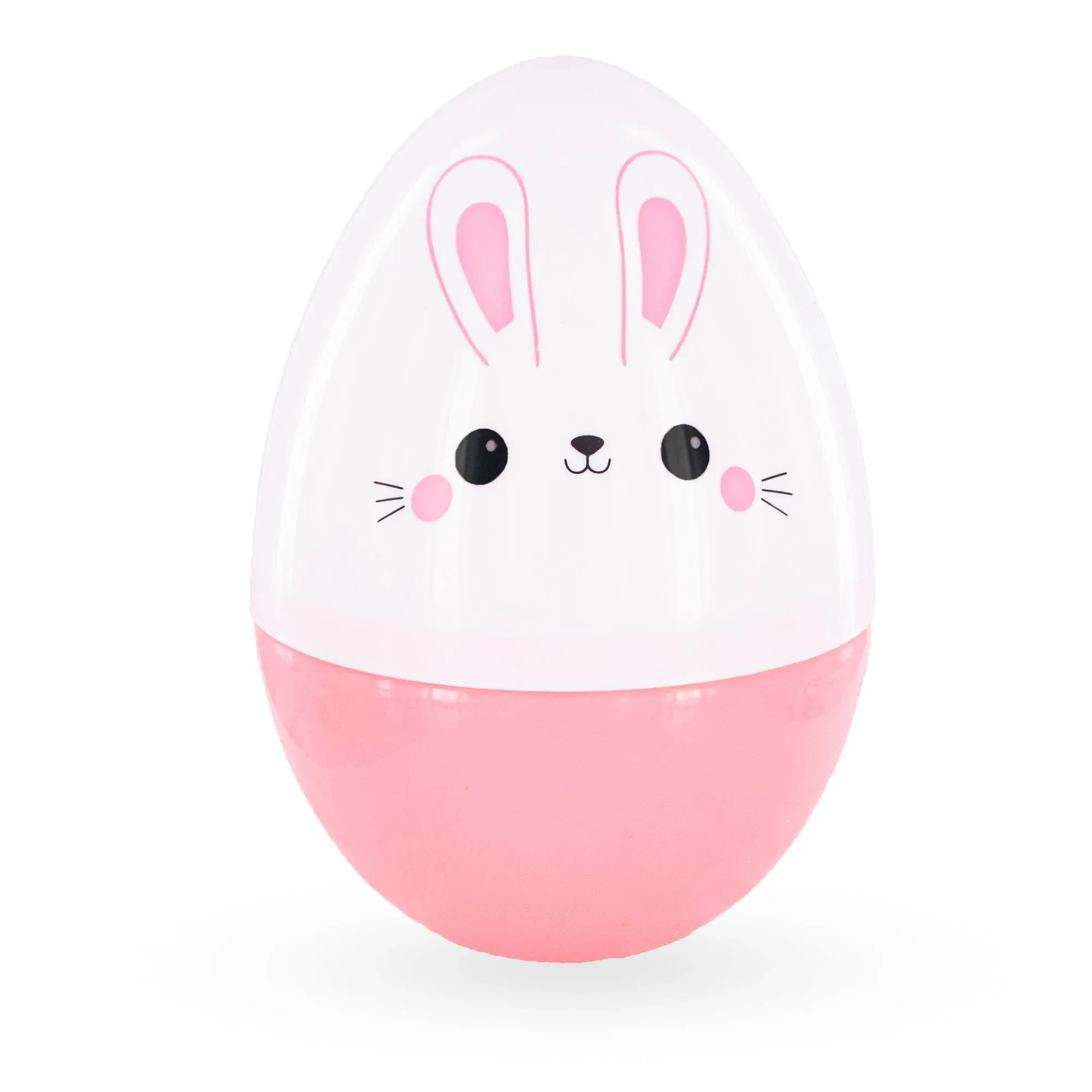 Large Bunny Giant Jumbo Size White and Pink Plastic Easter Egg 10 Inches