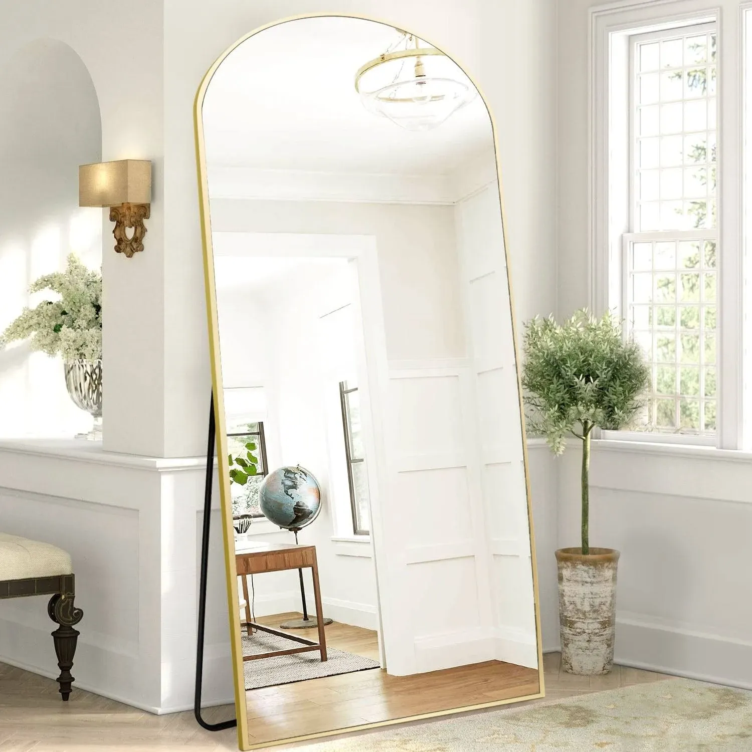 Arched Full Length Mirror, 71&#034;x32&#034; Arched Floor Mirror, Glassless 71x32in Gold