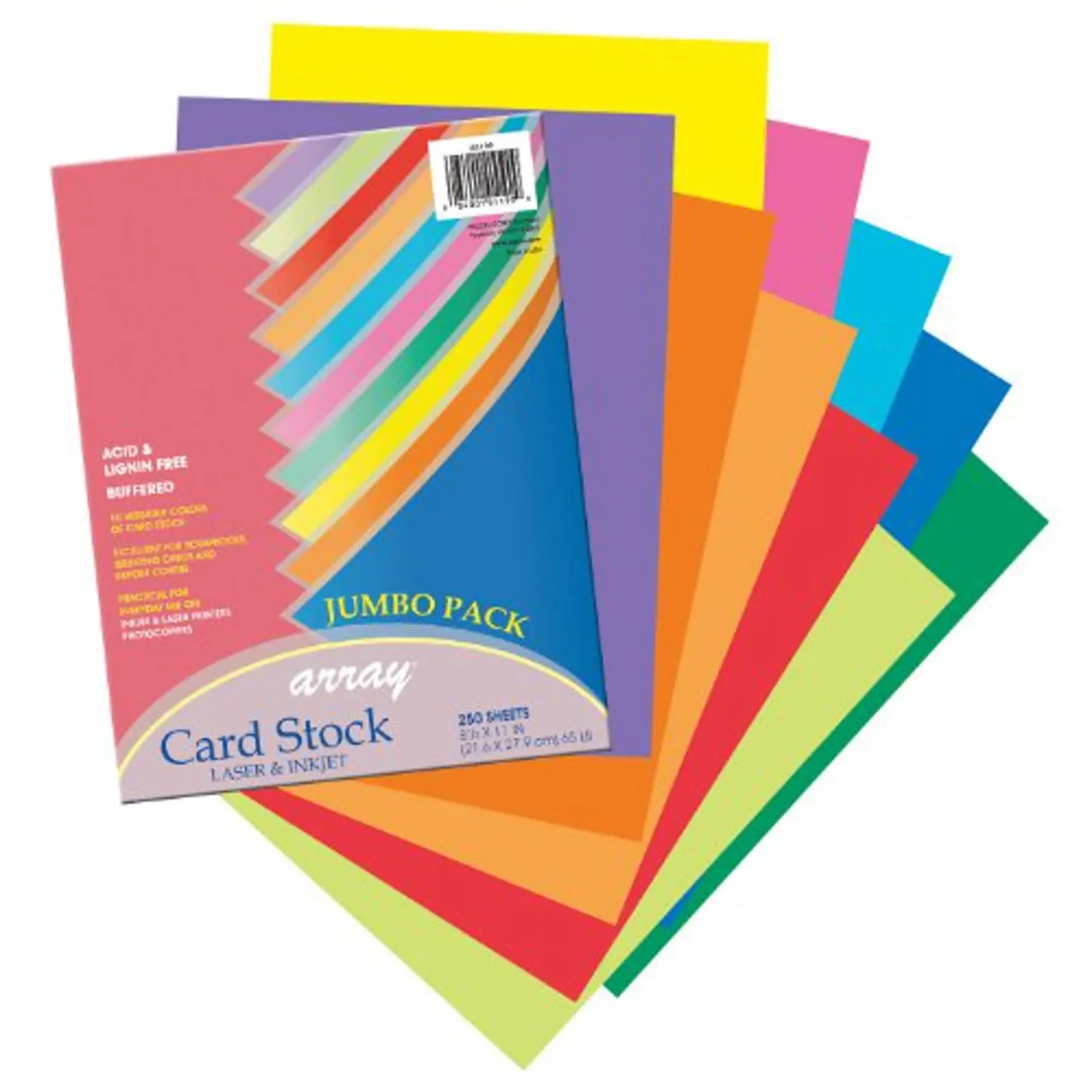 Pacon Card Stock Colorful Jumbo Assortment 10 Colors 8-1/2" x 11" 250 Sheets