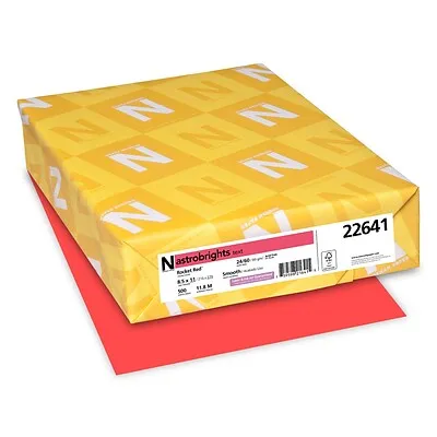 Neenah Astrobrights® Bright Color Paper, Letter Size Paper, 24 Lb, FSC Certified, Rocket Red, Ream Of 500 Sheets