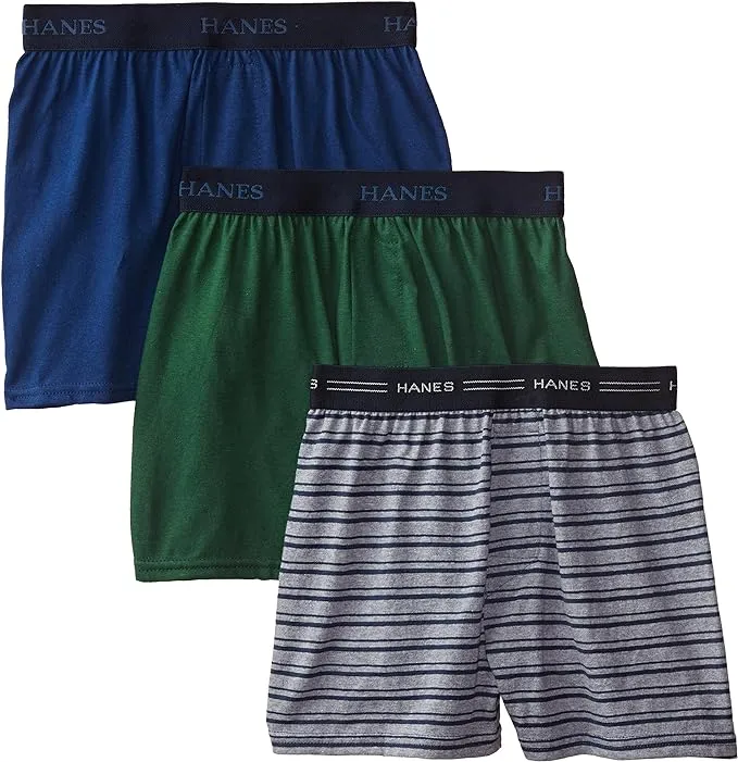 Hanes Boys' 3 Pack Ultimate Comfort Flex Solid Knit Boxer