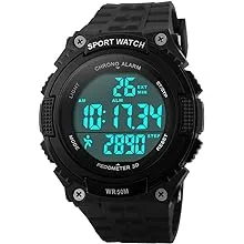 FANMIS Unisex Pedometer Military Tactical Sports Watch Multifunctional 50M Waterproof Digital Outdoor Chronograph with LED