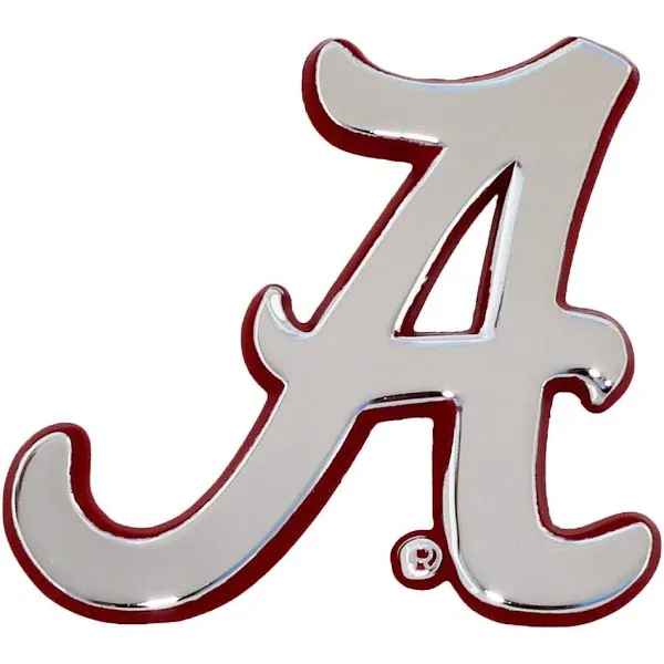 University of Alabama Crimson Tide Metal Auto Emblem Chrome Crimson