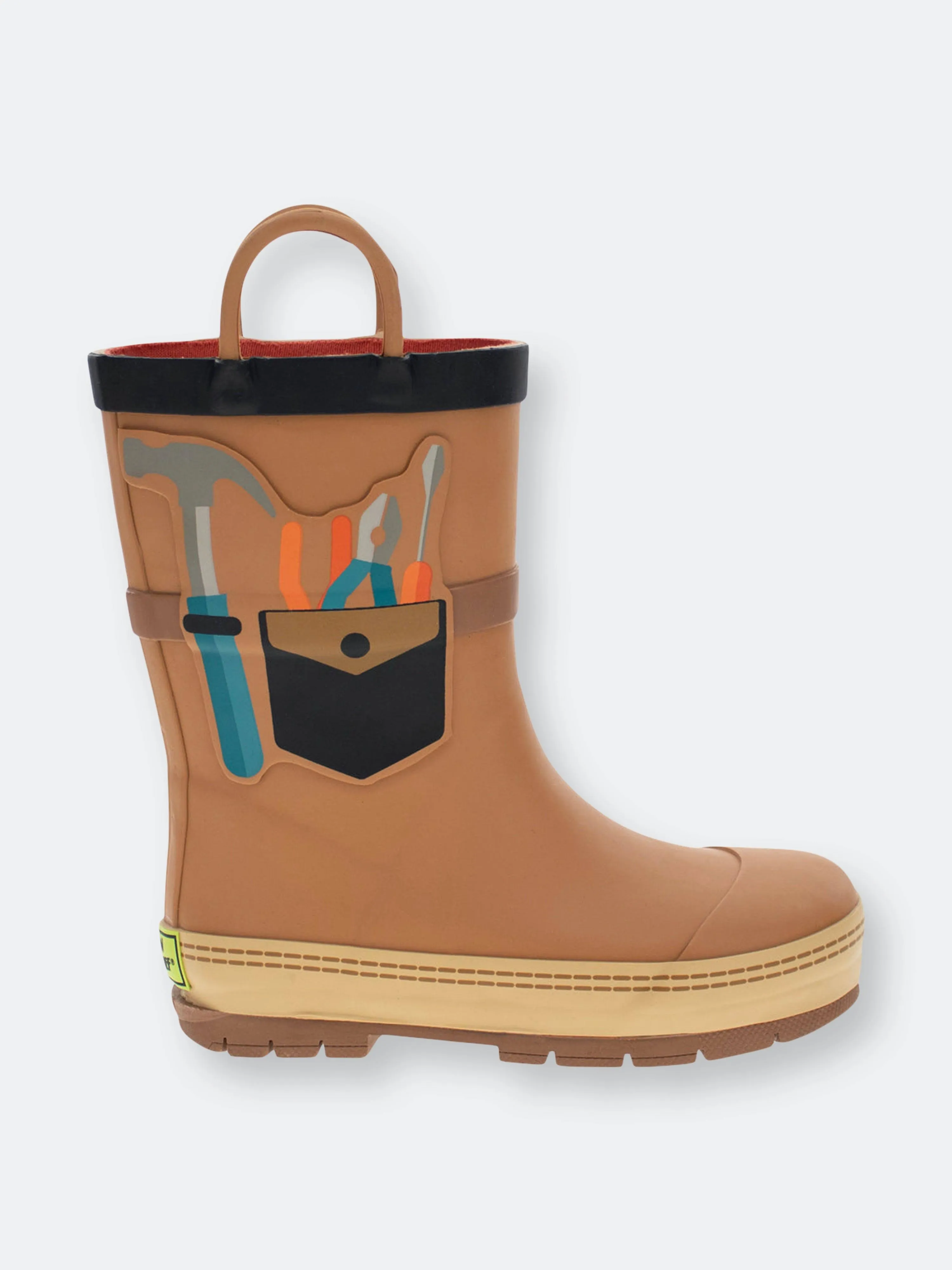 Western Chief Kids Happy Helper Tool Rain Boot, Chestnut, 11