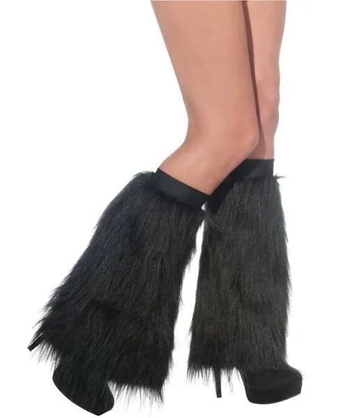 Adults Black Fluffy Leg Warmers