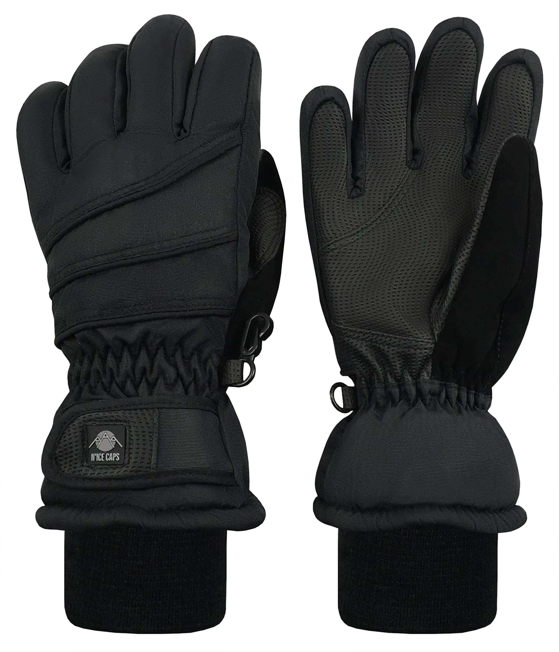 N'ice Caps Kids Bulky Thinsulate Waterproof Winter, Black 1, Size 13-15 Years