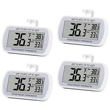 4 Pack Digital Refrigerator Thermometer Fridge Freeze Room Thermometer Waterproo