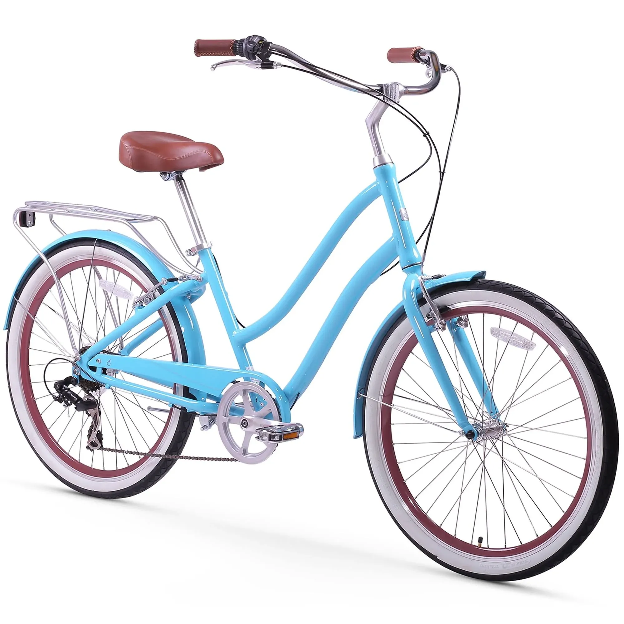 sixthreezero EVRYjourney Women's Hybrid Cruiser Bike, Step-Through Hybrid Bicycle, 1/3/7/21 Speed Bicycles, Multiple Colors