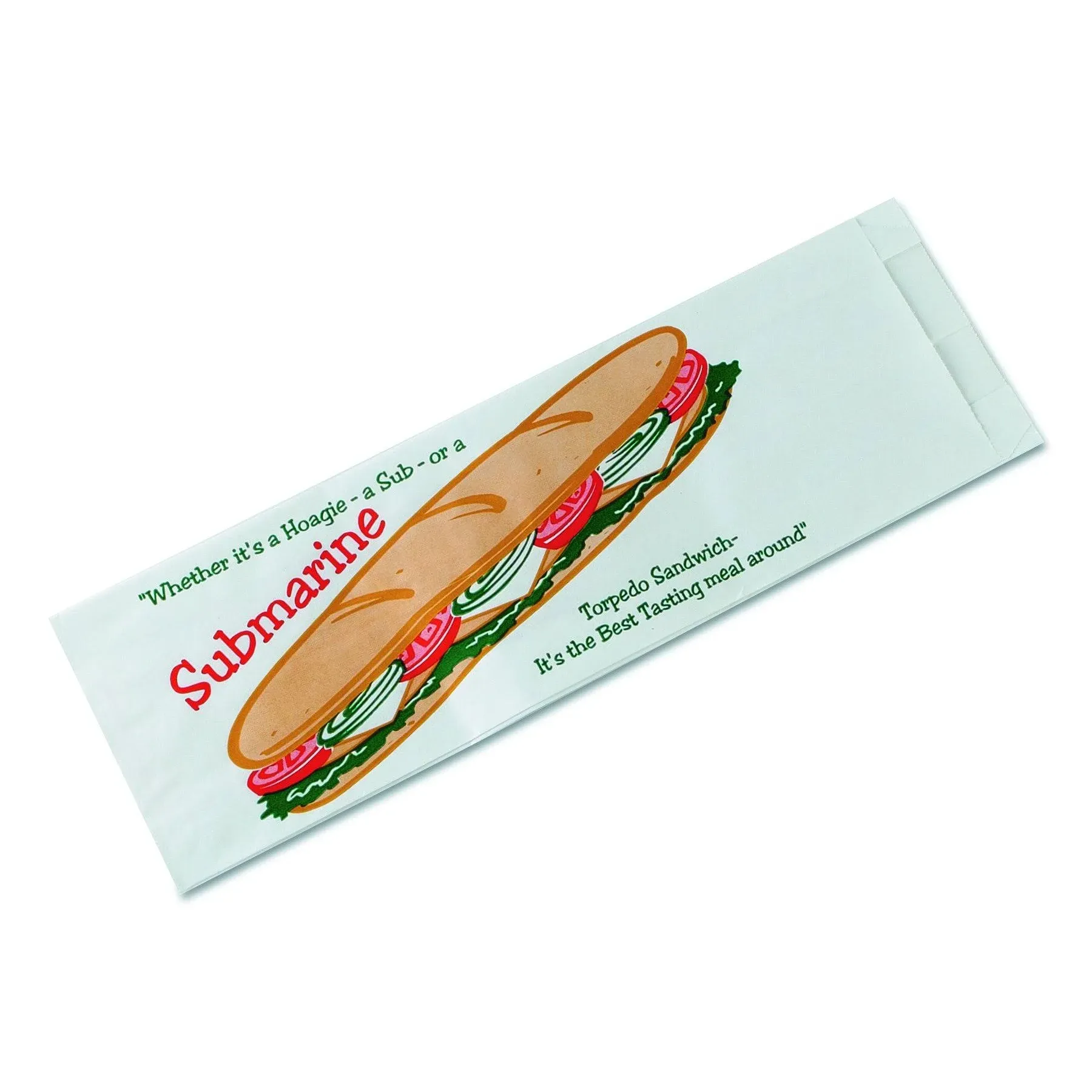 Submarine Sandwich Bags, 4 1/2 X 2 X 14, White Preprinted Submarine, 1000/carton