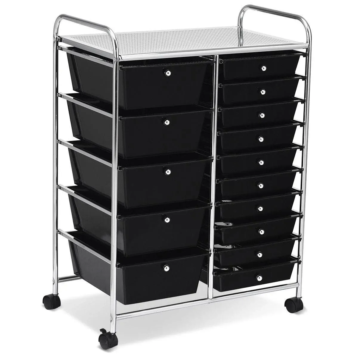 Costway 15 Drawer Rolling Organizer Cart Utility Storage Tools Scrapbook Paper ...