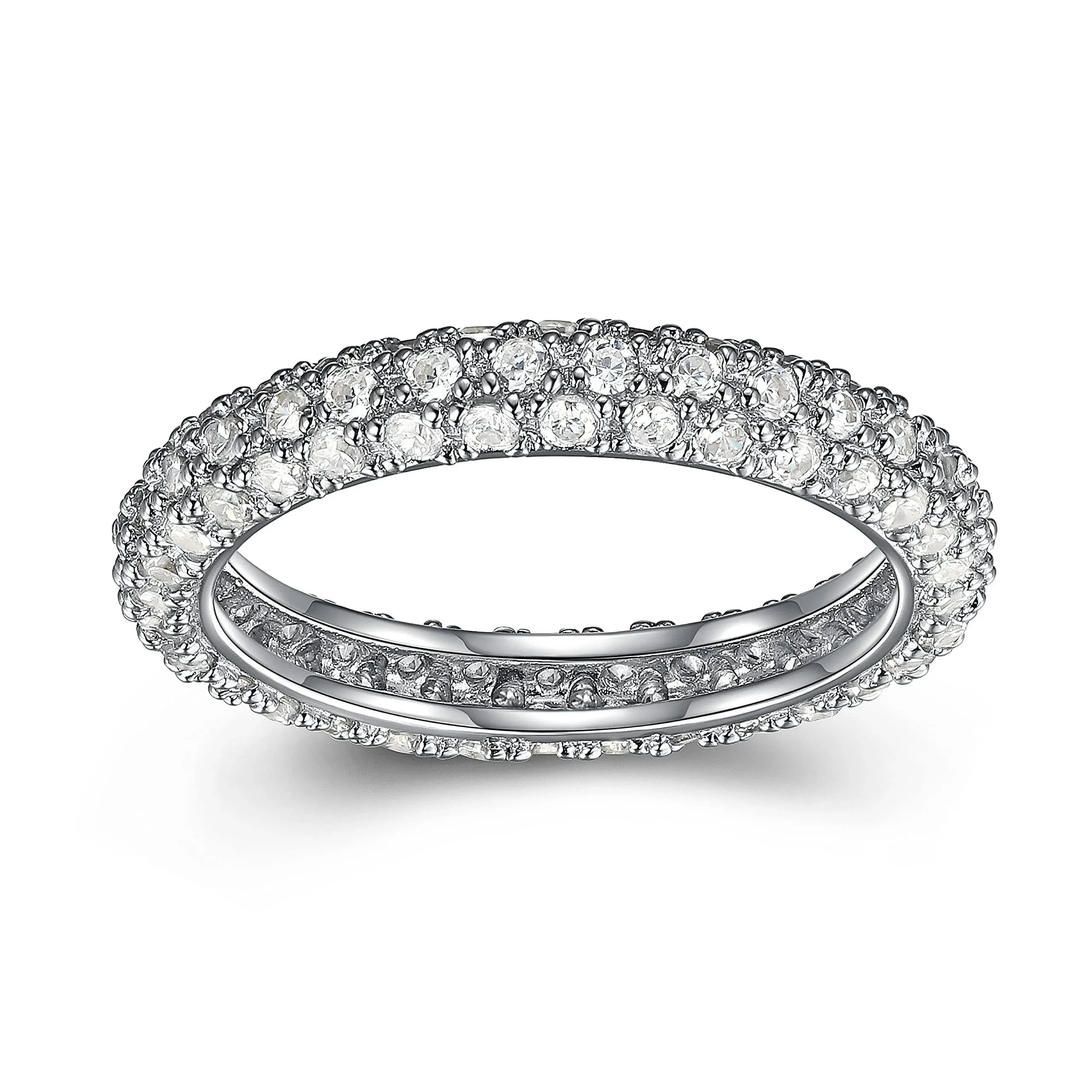 925 Sterling Silver Pavé Set Cubic Zirconia Eternity Band Anniversary Ring - Size 9