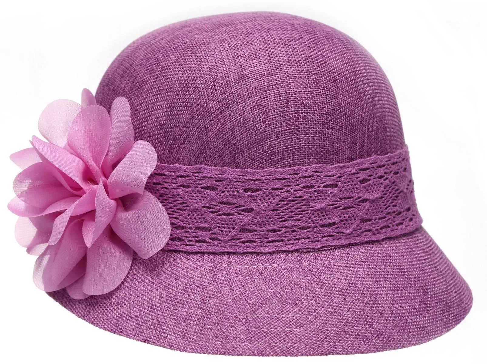 Women's Epoch Gatsby Linen Cloche Hat with Lace Band and Flower