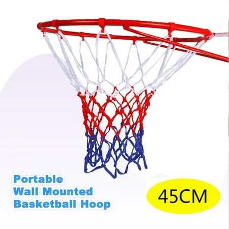 BetterZ 1Set 45cm Portable Wall Mounted Basketball Hoop Goals Rim and Net for Indoor Outdoor Use