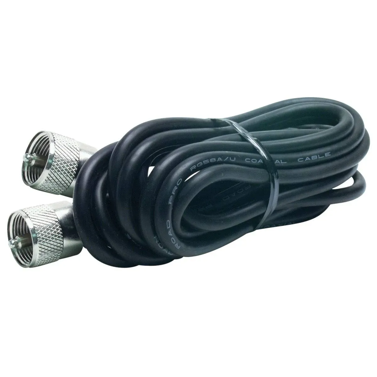 RoadPro RP-12CC 12' CB Antenna Coax Cable with PL-259 Connectors - Black